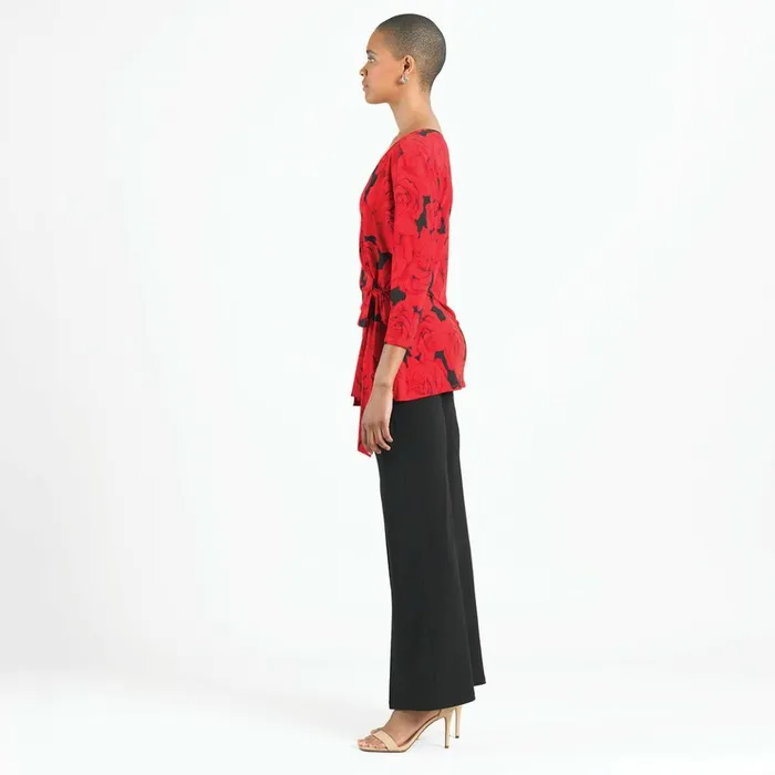 Surplice Faux Wrap Side Tie Tunic 8211 Rose Floret 8211 Limited Sizes Women Clara Sunwoo Tops Tunics