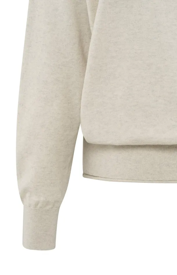 Sweater With Deep Round Neck And Matching Tank Top Light Beige Melange Women YAYA Sweaters Sweater With Deep Round Neck And Matching Tank Top Light Beige Melange Women YAYA Sweaters