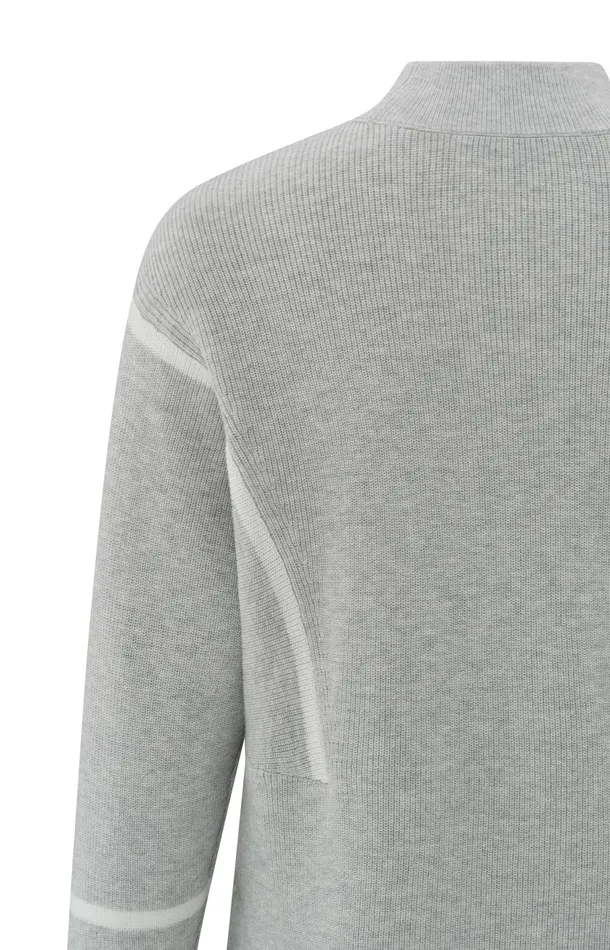 Sweater With High Neck And Subtle Stripe Details Medium Grey Melange Women YAYA Sweaters Sweater With High Neck And Subtle Stripe Details Medium Grey Melange Women YAYA Sweaters