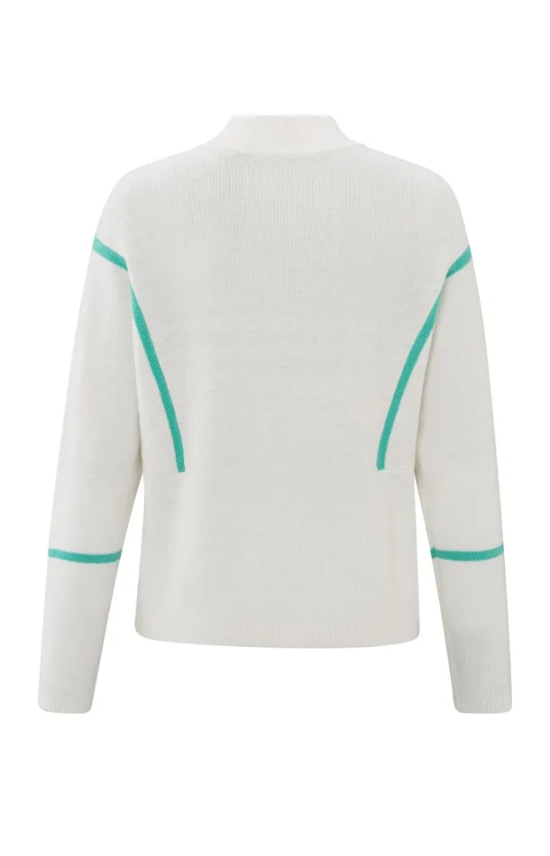 Sweater With High Neck And Subtle Stripe Details Vaporous Grey Dessin Women YAYA Sweaters Sweater With High Neck And Subtle Stripe Details Vaporous Grey Dessin Women YAYA Sweaters