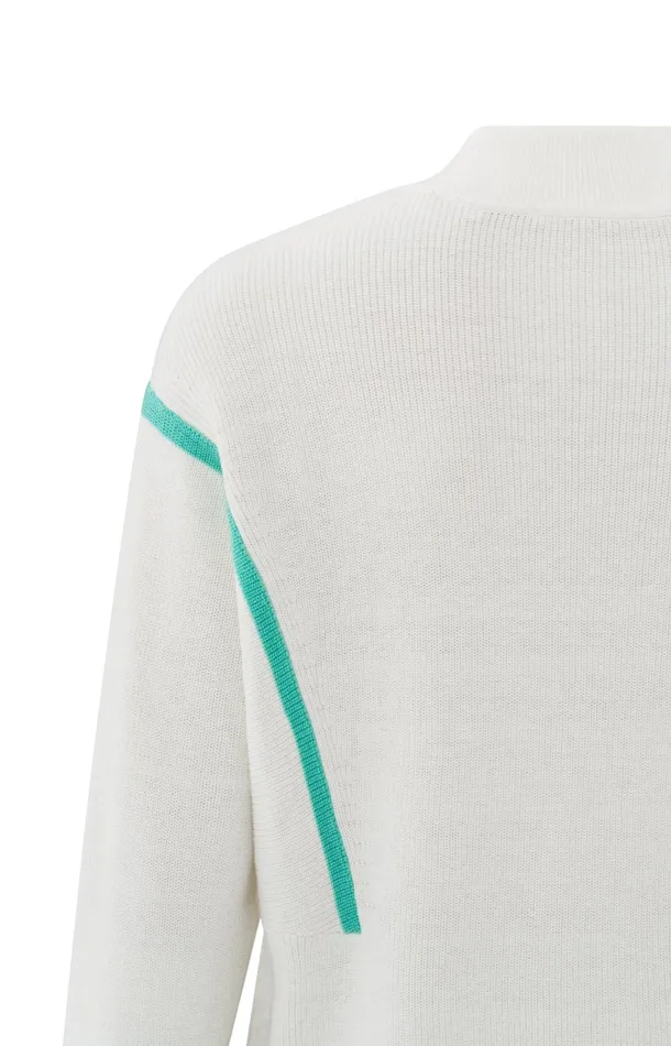 Sweater With High Neck And Subtle Stripe Details Vaporous Grey Dessin Women YAYA Sweaters Sweater With High Neck And Subtle Stripe Details Vaporous Grey Dessin Women YAYA Sweaters