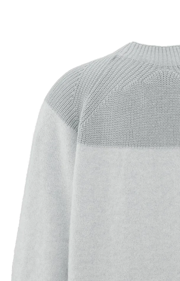 Sweater With Mixed Textures And Round Neck Vaporous Grey Dessin Women YAYA Sweaters Sweater With Mixed Textures And Round Neck Vaporous Grey Dessin Women YAYA Sweaters