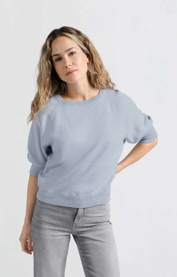 Sweater With Raglan Sleeves And Round Neck Gray Dawn Blue Melange Women YAYA Sweaters Sweater With Raglan Sleeves And Round Neck Gray Dawn Blue Melange Women YAYA Sweaters