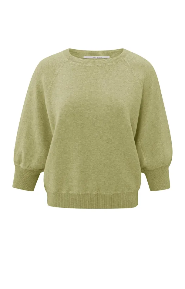 Sweater With Raglan Sleeves And Round Neck Olive Melange Women YAYA Sweaters