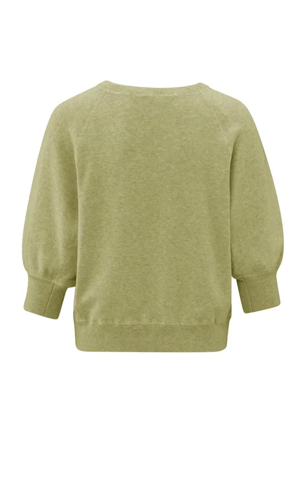 Sweater With Raglan Sleeves And Round Neck Olive Melange Women YAYA Sweaters Sweater With Raglan Sleeves And Round Neck Olive Melange Women YAYA Sweaters