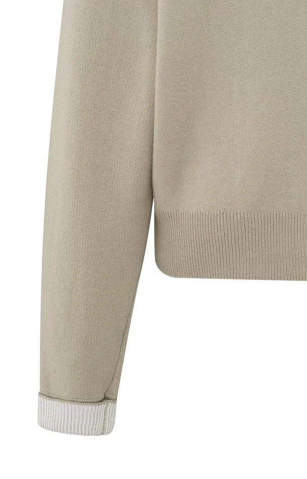 Sweater With Round Neck And Contrasting Trim Details Feather Women YAYA Sweaters Sweater With Round Neck And Contrasting Trim Details Feather Women YAYA Sweaters