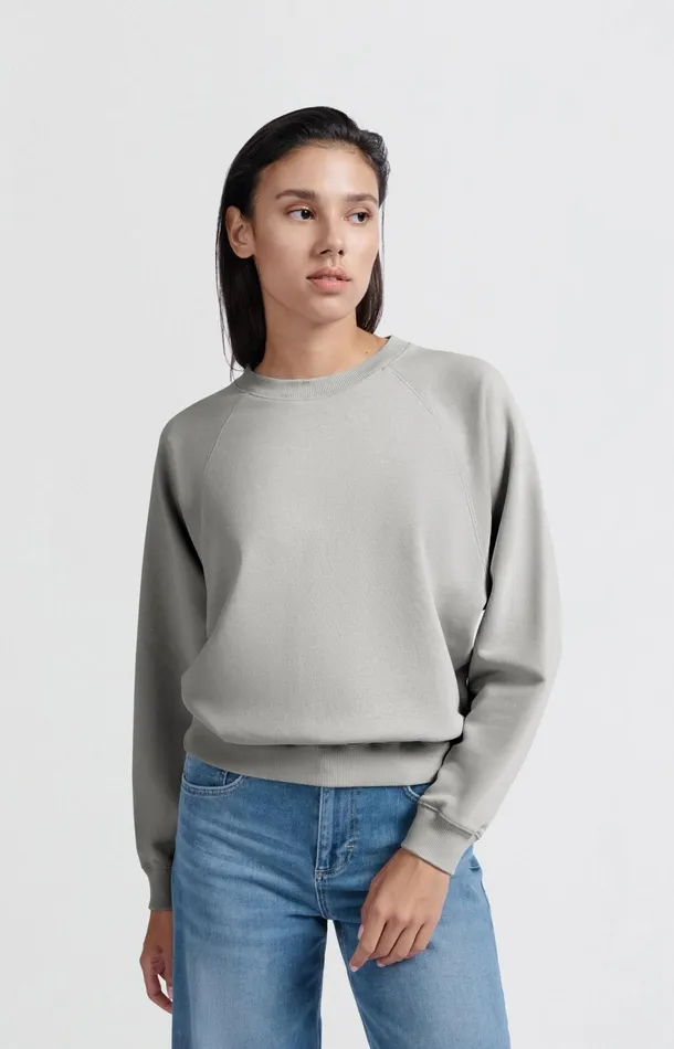 Sweater With Round Neck And Raglan Sleeves Harbor Mist Grey Women YAYA Sweaters Sweater With Round Neck And Raglan Sleeves Harbor Mist Grey Women YAYA Sweaters