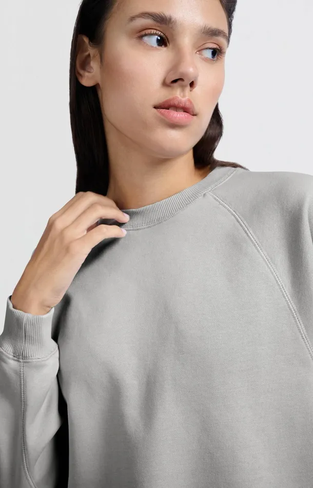 Sweater With Round Neck And Raglan Sleeves Harbor Mist Grey Women YAYA Sweaters Sweater With Round Neck And Raglan Sleeves Harbor Mist Grey Women YAYA Sweaters
