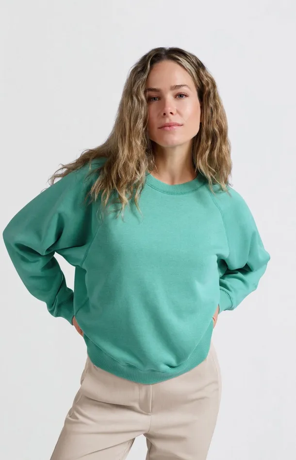 Sweater With Round Neck And Raglan Sleeves Pool Blue Women YAYA Sweaters
