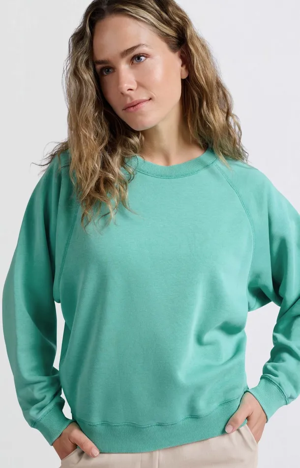 Sweater With Round Neck And Raglan Sleeves Pool Blue Women YAYA Sweaters Sweater With Round Neck And Raglan Sleeves Pool Blue Women YAYA Sweaters