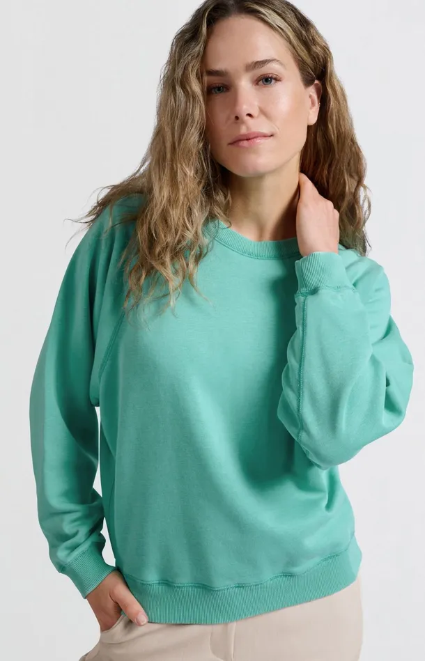 Sweater With Round Neck And Raglan Sleeves Pool Blue Women YAYA Sweaters Sweater With Round Neck And Raglan Sleeves Pool Blue Women YAYA Sweaters