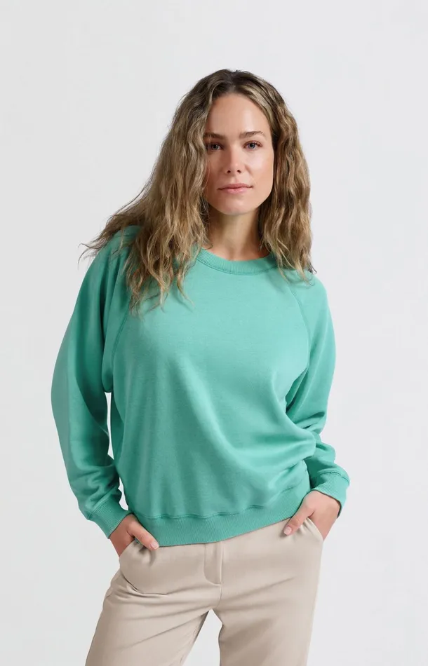Sweater With Round Neck And Raglan Sleeves Pool Blue Women YAYA Sweaters Sweater With Round Neck And Raglan Sleeves Pool Blue Women YAYA Sweaters