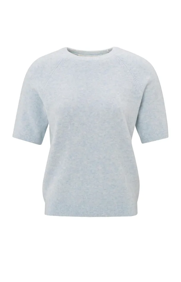 Sweater With Short Raglan Sleeves And Round Neckline Gray Dawn Blue Melange Women YAYA Sweaters Sweater With Short Raglan Sleeves And Round Neckline Gray Dawn Blue Melange Women YAYA Sweaters
