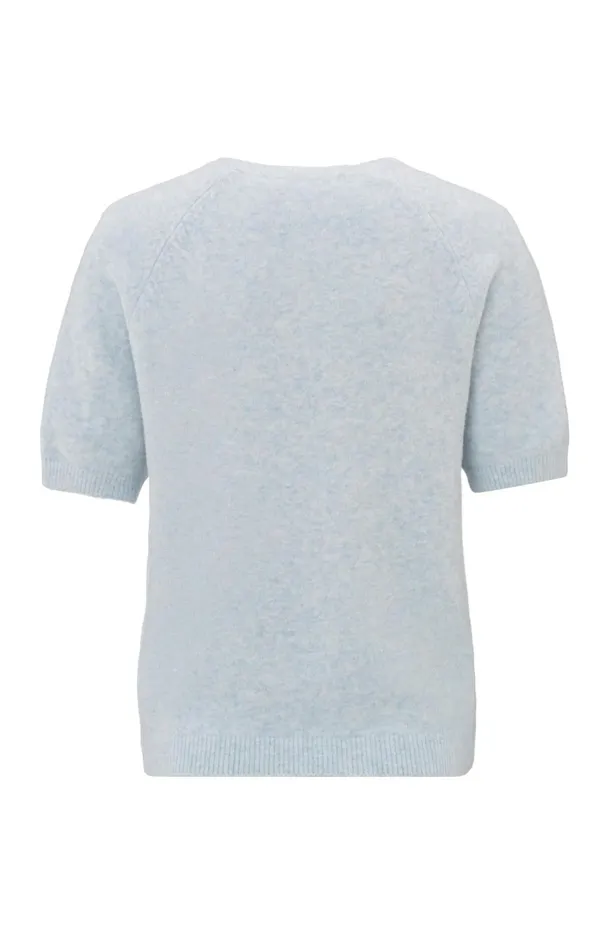 Sweater With Short Raglan Sleeves And Round Neckline Gray Dawn Blue Melange Women YAYA Sweaters Sweater With Short Raglan Sleeves And Round Neckline Gray Dawn Blue Melange Women YAYA Sweaters