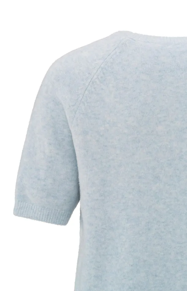 Sweater With Short Raglan Sleeves And Round Neckline Gray Dawn Blue Melange Women YAYA Sweaters Sweater With Short Raglan Sleeves And Round Neckline Gray Dawn Blue Melange Women YAYA Sweaters