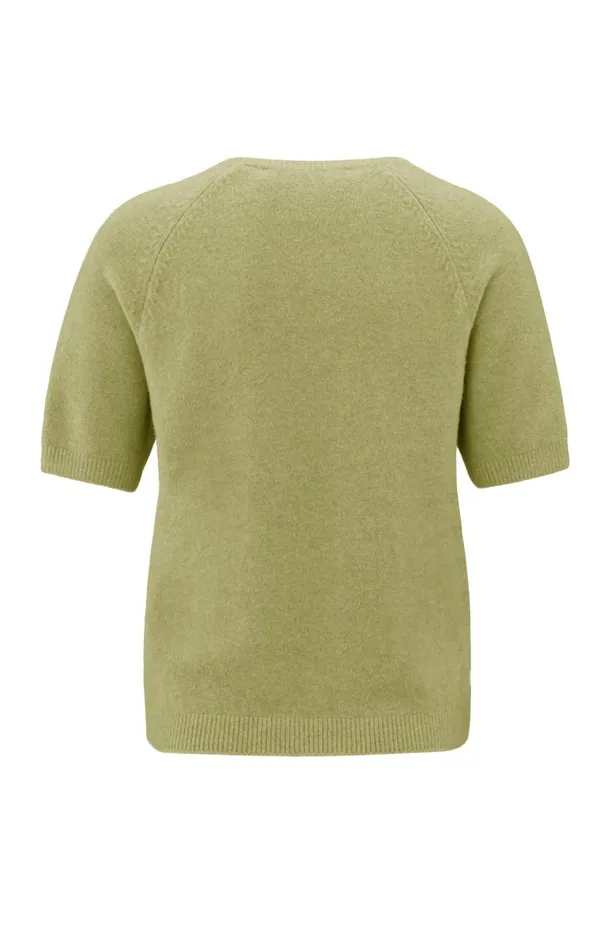 Sweater With Short Raglan Sleeves And Round Neckline Olive Melange Women YAYA Sweaters Sweater With Short Raglan Sleeves And Round Neckline Olive Melange Women YAYA Sweaters