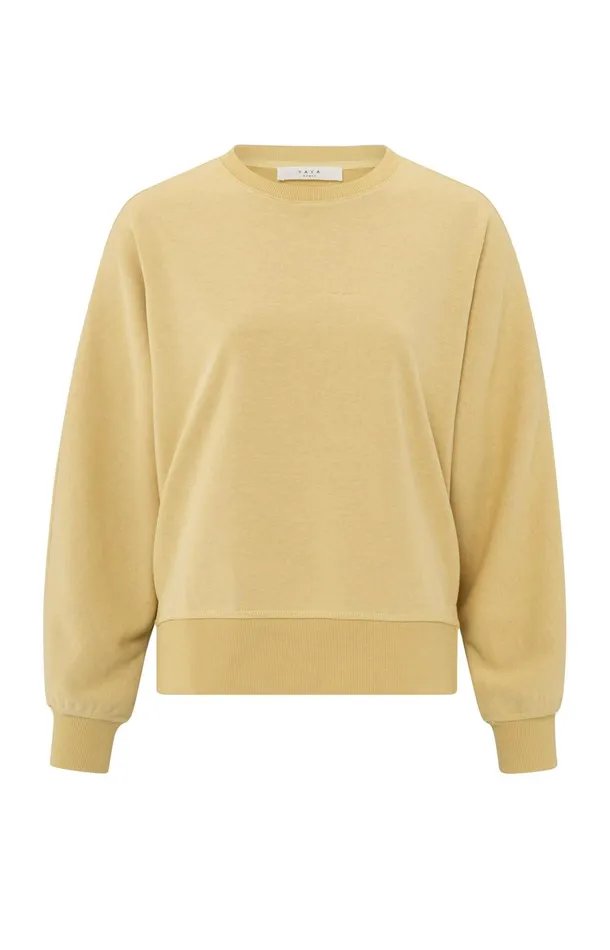 Sweatshirt With Small Slit And Loose Fit Moonstone Yellow Women YAYA Sweaters Sweatshirt With Small Slit And Loose Fit Moonstone Yellow Women YAYA Sweaters