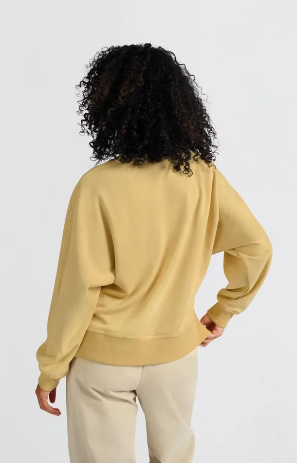 Sweatshirt With Small Slit And Loose Fit Moonstone Yellow Women YAYA Sweaters Sweatshirt With Small Slit And Loose Fit Moonstone Yellow Women YAYA Sweaters