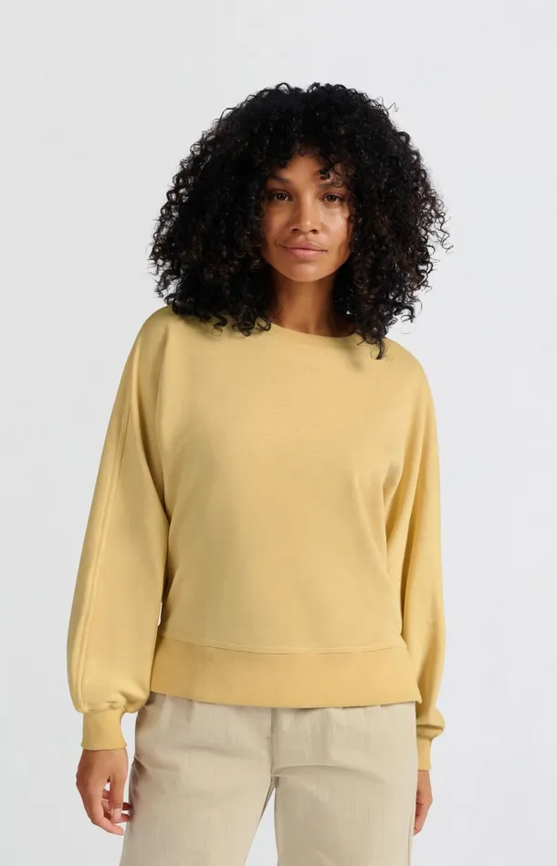 Sweatshirt With Small Slit And Loose Fit Moonstone Yellow Women YAYA Sweaters Sweatshirt With Small Slit And Loose Fit Moonstone Yellow Women YAYA Sweaters