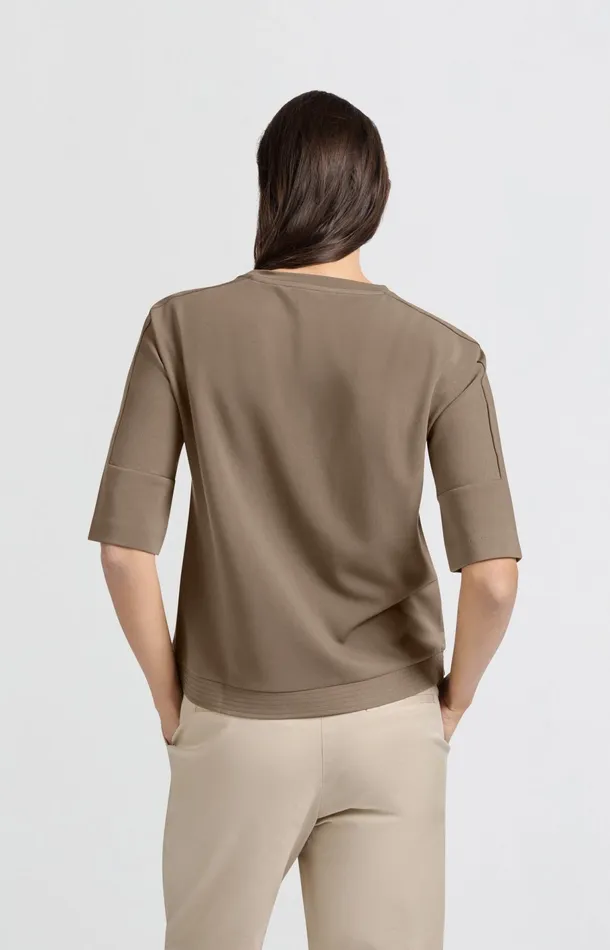 Tshirt With Sleeve Insert And Regular Fit Caribou Brown Women YAYA Tshirts Tshirt With Sleeve Insert And Regular Fit Caribou Brown Women YAYA Tshirts