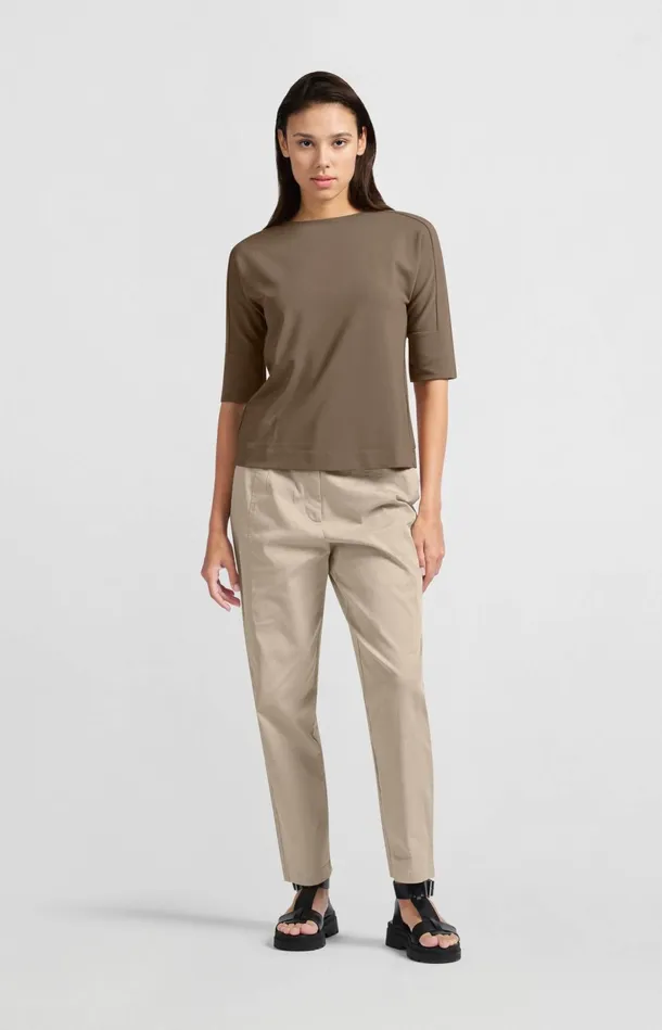 Tshirt With Sleeve Insert And Regular Fit Caribou Brown Women YAYA Tshirts Tshirt With Sleeve Insert And Regular Fit Caribou Brown Women YAYA Tshirts