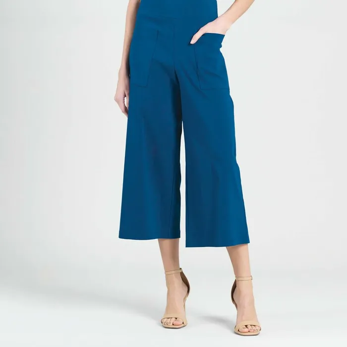 Techno Knit 8211 Front Pocket Gaucho Pant 8211 French Blue 8211 Final Sale Women Clara Sunwoo Pants Skirts Techno Knit 8211 Front Pocket Gaucho Pant 8211 French Blue 8211 Final Sale Women Clara Sunwoo Pants Skirts