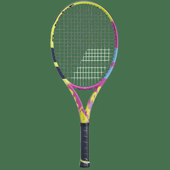 Tennis Juniors and Kids Babolat Pure Aero Rafa Junior 26 Gen2 Yellow Pink Blue Tennis Juniors and Kids Babolat Pure Aero Rafa Junior 26 Gen2 Yellow Pink Blue