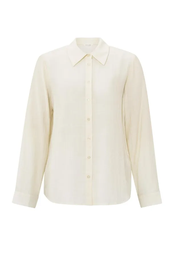 Textured Blouse With Regular Fit Soft Off White Women YAYA Blouses Textured Blouse With Regular Fit Soft Off White Women YAYA Blouses