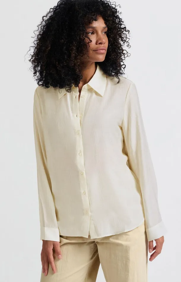 Textured Blouse With Regular Fit Soft Off White Women YAYA Blouses Textured Blouse With Regular Fit Soft Off White Women YAYA Blouses