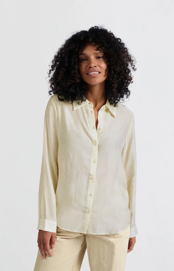 Textured Blouse With Regular Fit Soft Off White Women YAYA Blouses Textured Blouse With Regular Fit Soft Off White Women YAYA Blouses