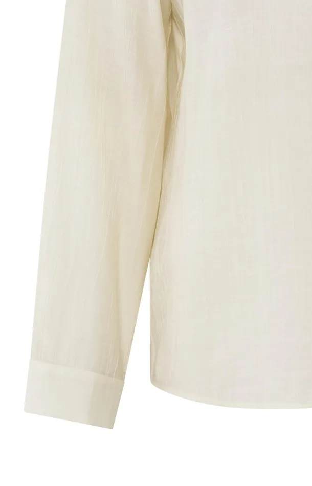 Textured Blouse With Regular Fit Soft Off White Women YAYA Blouses Textured Blouse With Regular Fit Soft Off White Women YAYA Blouses