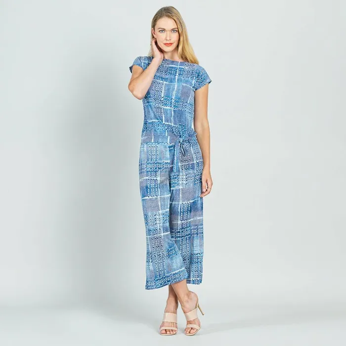 Textured Cap Sleeve Tie Hem Top 8211 Denim Plaid 8211 Final Sale Women Clara Sunwoo Tops Tunics