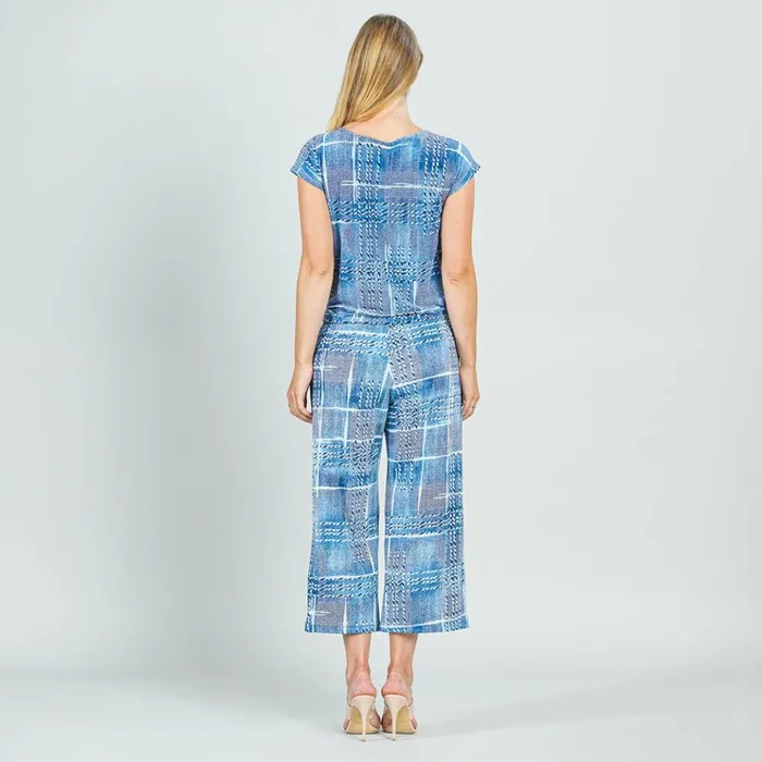Textured Cap Sleeve Tie Hem Top 8211 Denim Plaid 8211 Final Sale Women Clara Sunwoo Tops Tunics