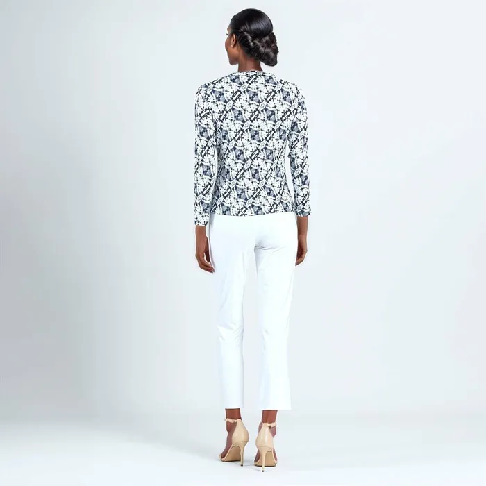 Textured Draped Neck Side Ruched Top 8211 Circle Emblem 8211 Final Sale Women Clara Sunwoo Tops Tunics