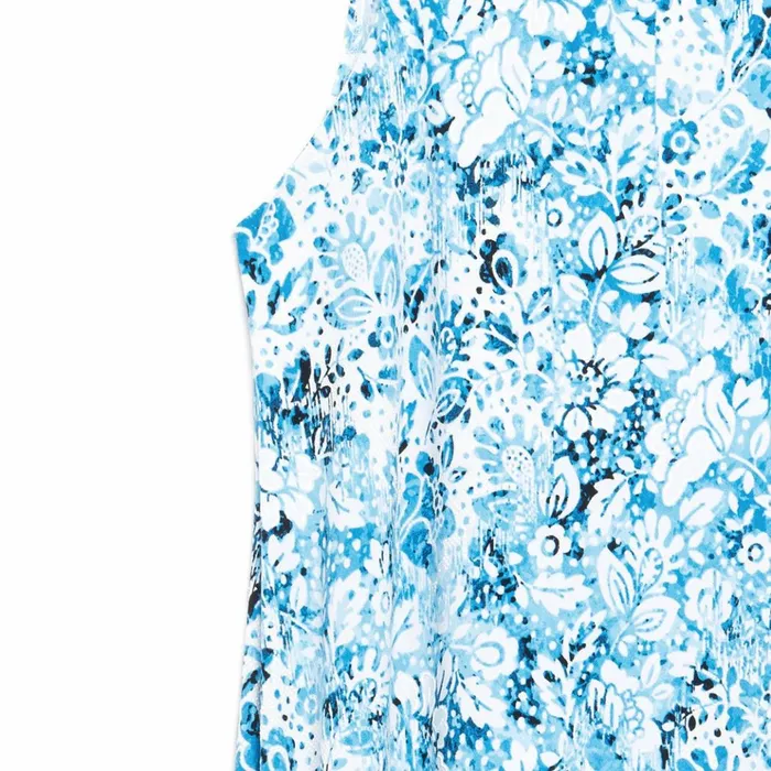 Textured Jewel Neck Swing Dress 8211 Floral RainTurquoise 8211 Final Sale Women Clara Sunwoo Dresses Jumpsuits