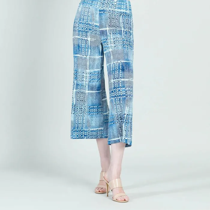 Textured Modern Gaucho Pant 8211 Denim Plaid 8211 Final Sale Women Clara Sunwoo Pants Skirts Textured Modern Gaucho Pant 8211 Denim Plaid 8211 Final Sale Women Clara Sunwoo Pants Skirts