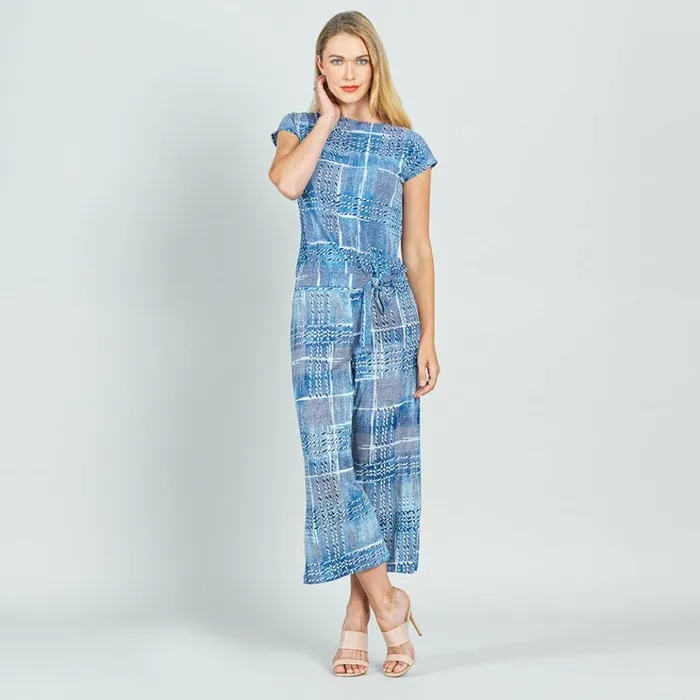 Textured Modern Gaucho Pant 8211 Denim Plaid 8211 Final Sale Women Clara Sunwoo Pants Skirts