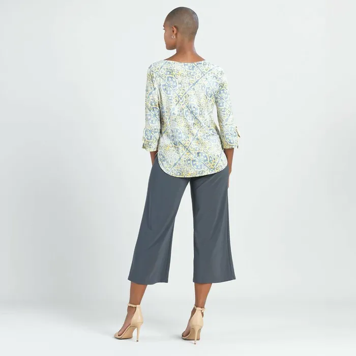 Textured Tie Cuff Curved Hem Top 8211 Mosaic Emblem 8211 Final Sale Women Clara Sunwoo Tops Tunics