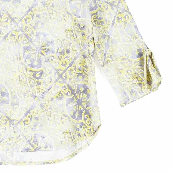Textured Tie Cuff Curved Hem Top 8211 Mosaic Emblem 8211 Final Sale Women Clara Sunwoo Tops Tunics