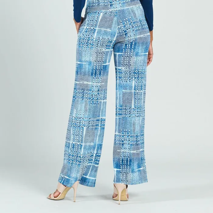 Textured Wide Leg Pocket Pant 8211 Denim Plaid 8211 Final Sale Women Clara Sunwoo Pants Skirts