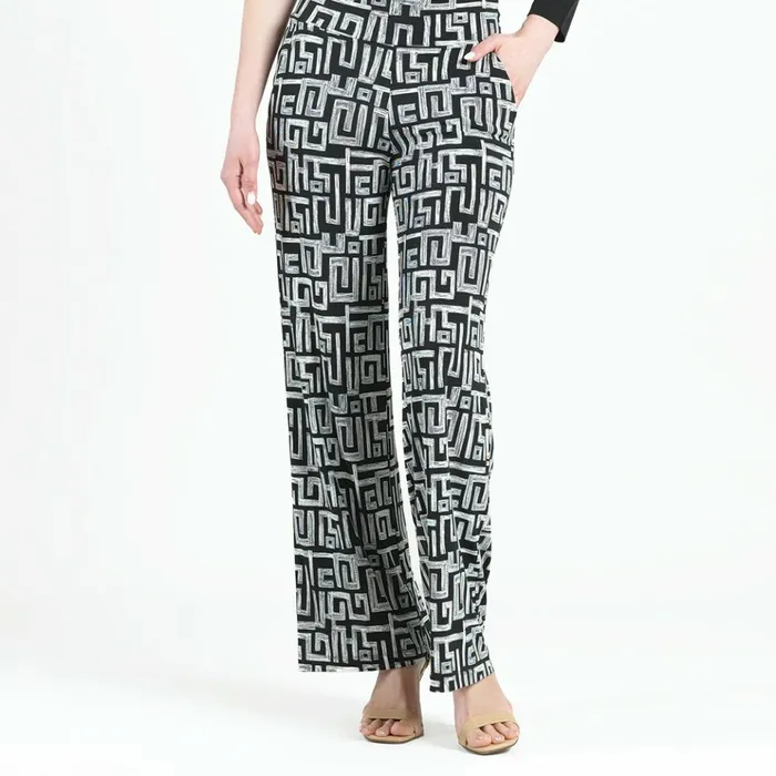 Textured Wide Leg Pocket Pant 8211 Greek Key Women Clara Sunwoo Pants Skirts
