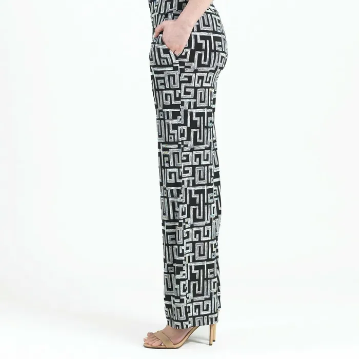 Textured Wide Leg Pocket Pant 8211 Greek Key Women Clara Sunwoo Pants Skirts