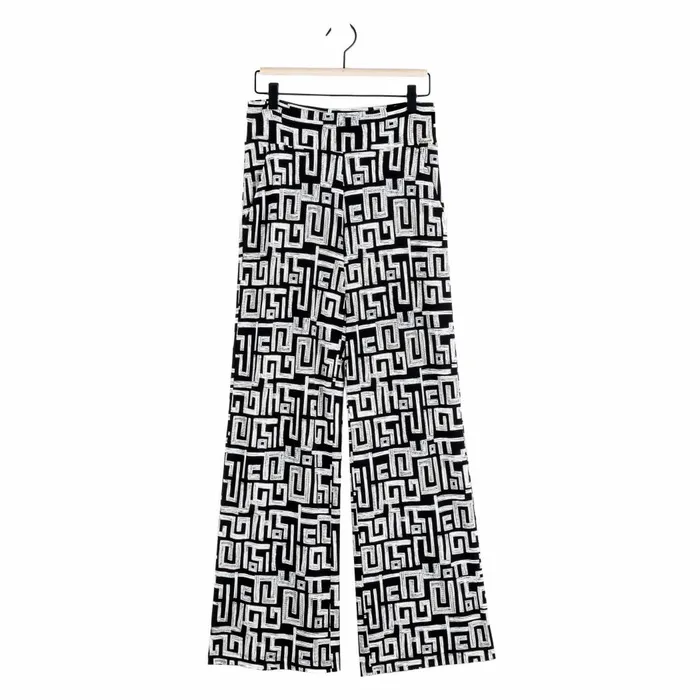 Textured Wide Leg Pocket Pant 8211 Greek Key Women Clara Sunwoo Pants Skirts