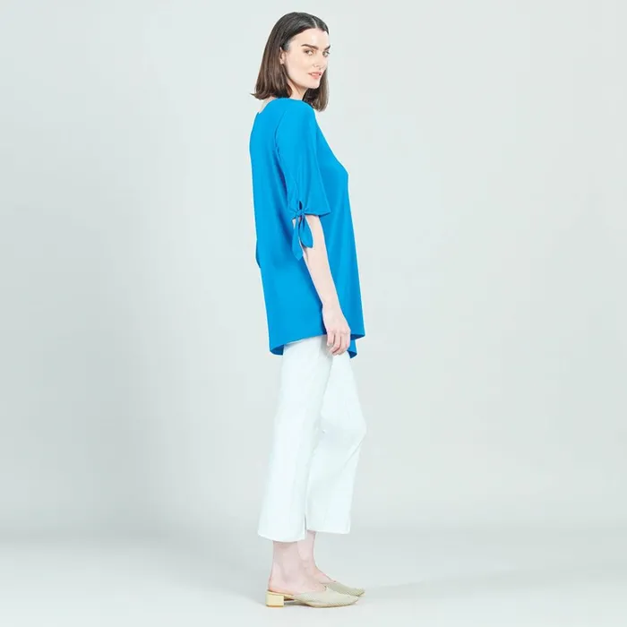 Tie Cuff Asymmetrical Vent Tunic 8211 Brilliant Blue 8211 Final Sale Women Clara Sunwoo Tops Tunics