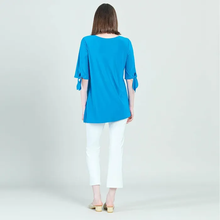 Tie Cuff Asymmetrical Vent Tunic 8211 Brilliant Blue 8211 Final Sale Women Clara Sunwoo Tops Tunics