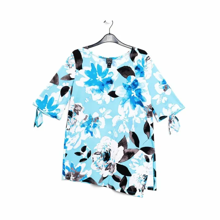 Tie Cuff Asymmetrical Vent Tunic 8211 Floral Petal 8211 Final Sale Women Clara Sunwoo Tops Tunics