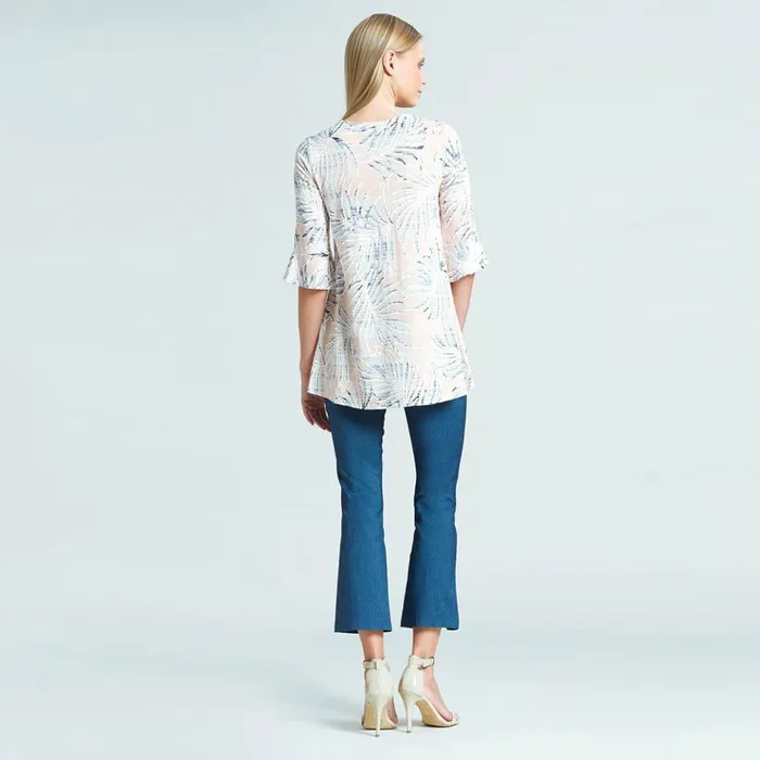 Tropical VNeck Tulip Sleeve Tunic 8211 Blush 8211 Final Sale Women Clara Sunwoo Tops Tunics