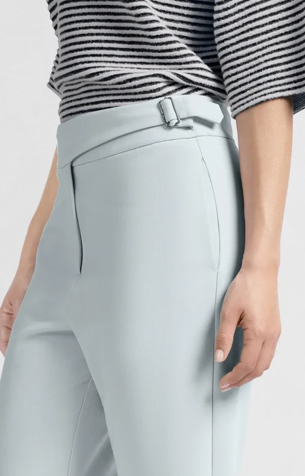 Trousers With High Waist And Buckle Closure Northern Droplet Grey Women YAYA Trousers Trousers With High Waist And Buckle Closure Northern Droplet Grey Women YAYA Trousers