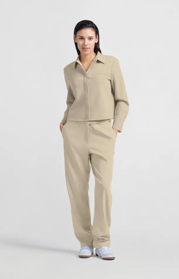 Trousers With High Waist And Buckle Closure Safari Women YAYA Trousers