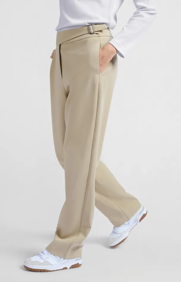 Trousers With High Waist And Buckle Closure Safari Women YAYA Trousers Trousers With High Waist And Buckle Closure Safari Women YAYA Trousers